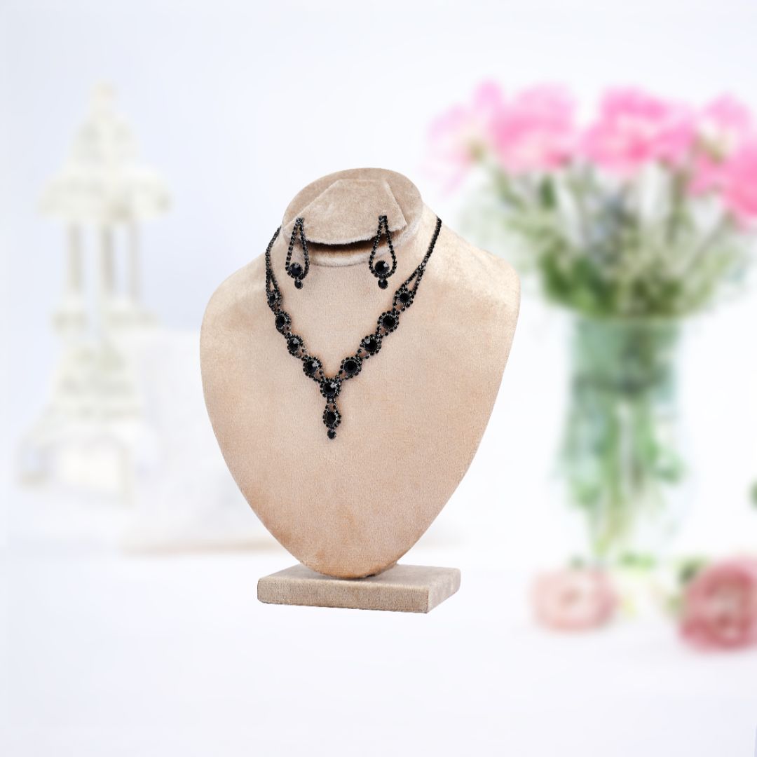 Black Rhinestone Luxury Set