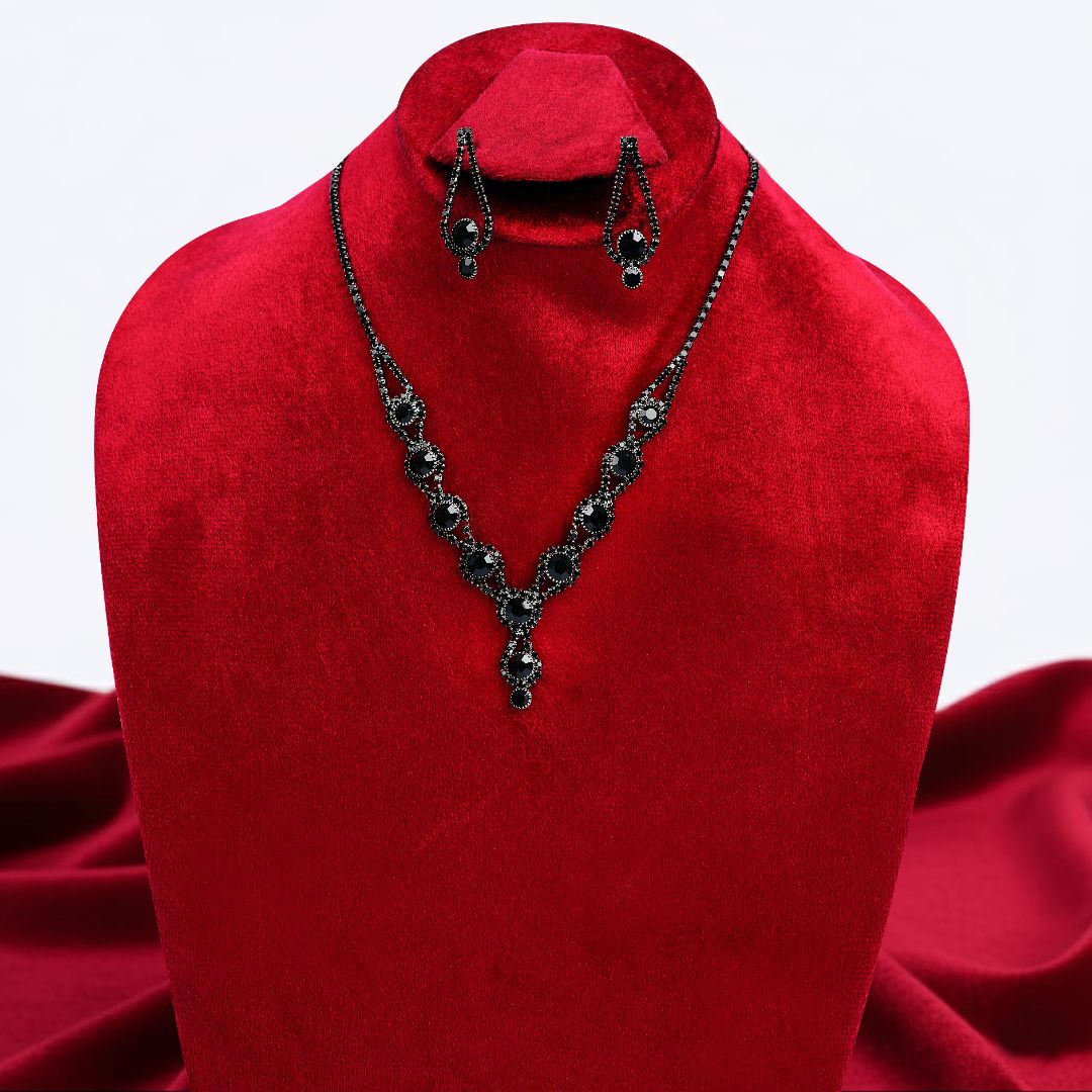 Black Rhinestone Luxury Set