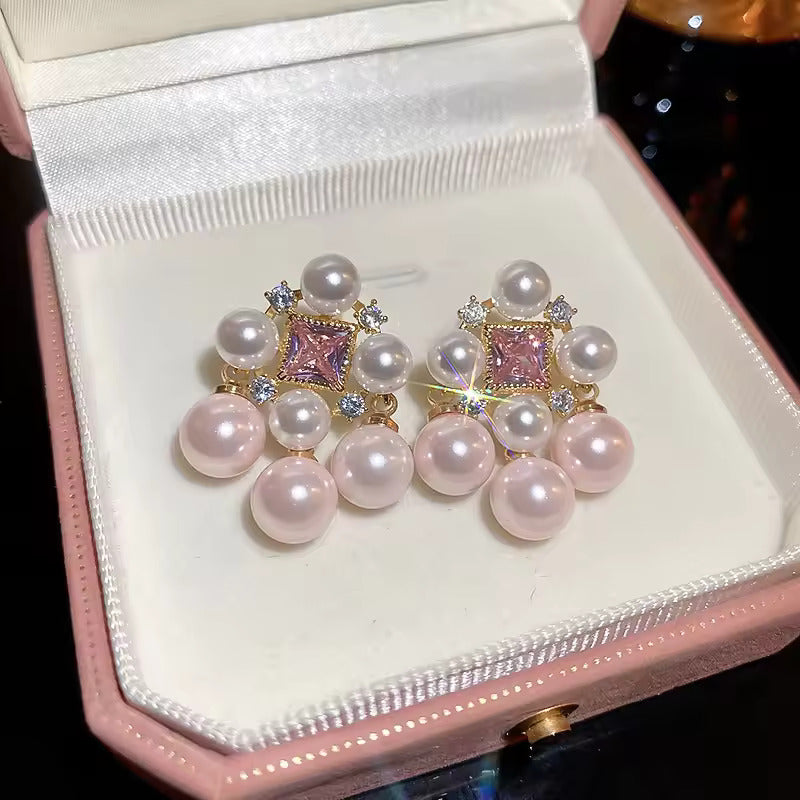 Zircon Pearl Earrings