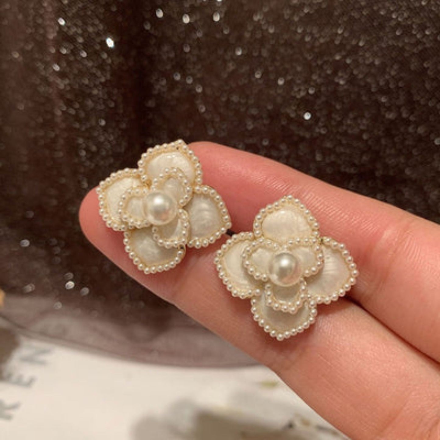 White Flower Earrings