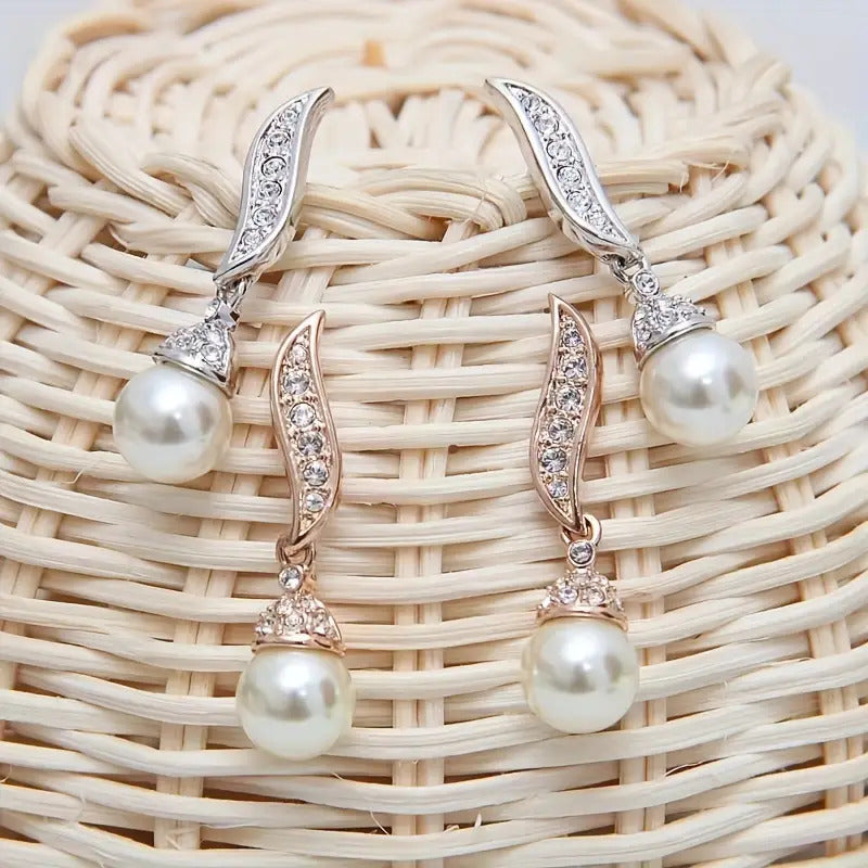 Pearl Rhinestone Jewelry Set