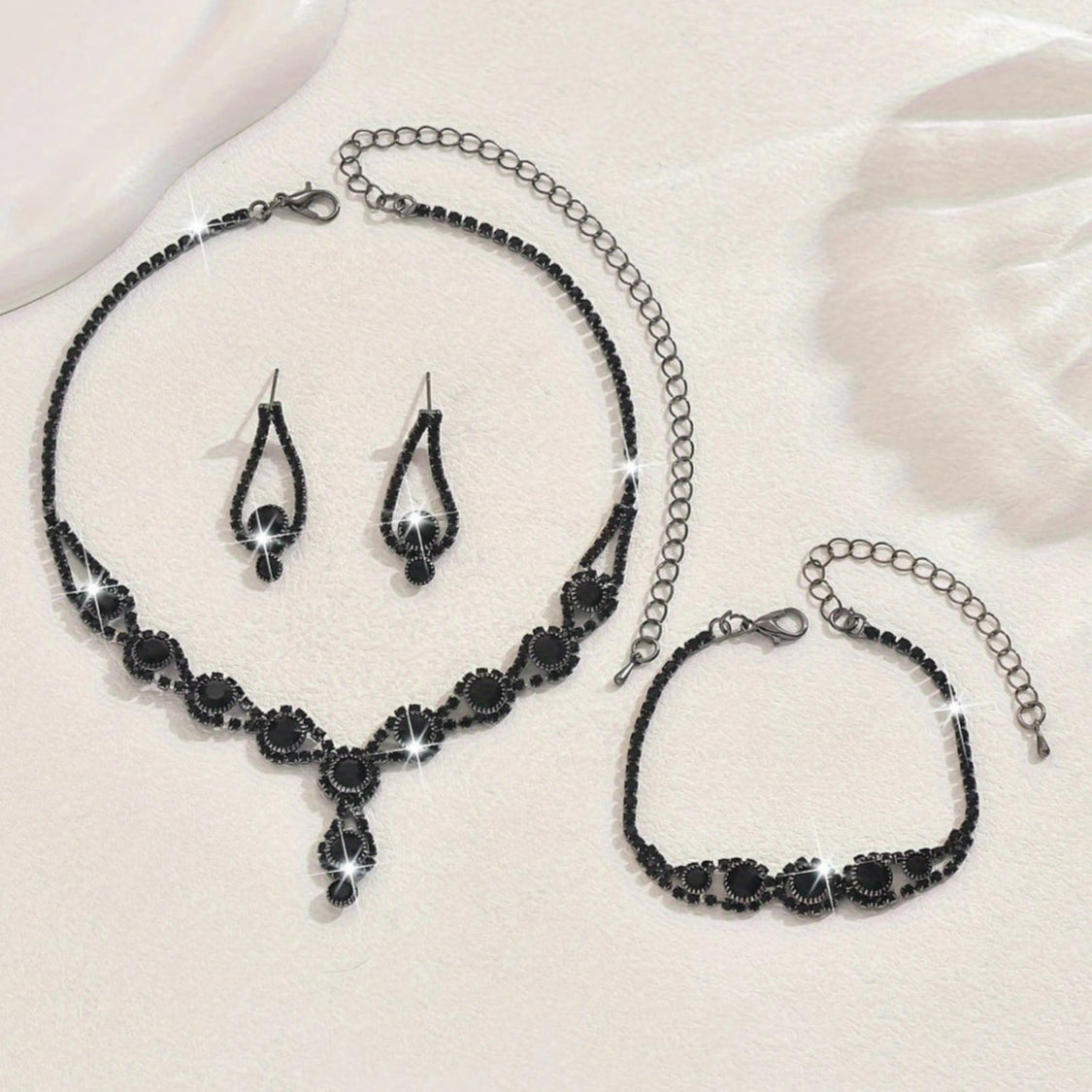 Black Rhinestone Luxury Set