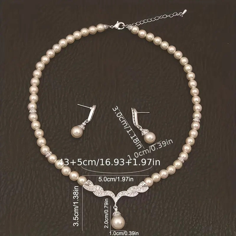 Pearl Rhinestone Jewelry Set