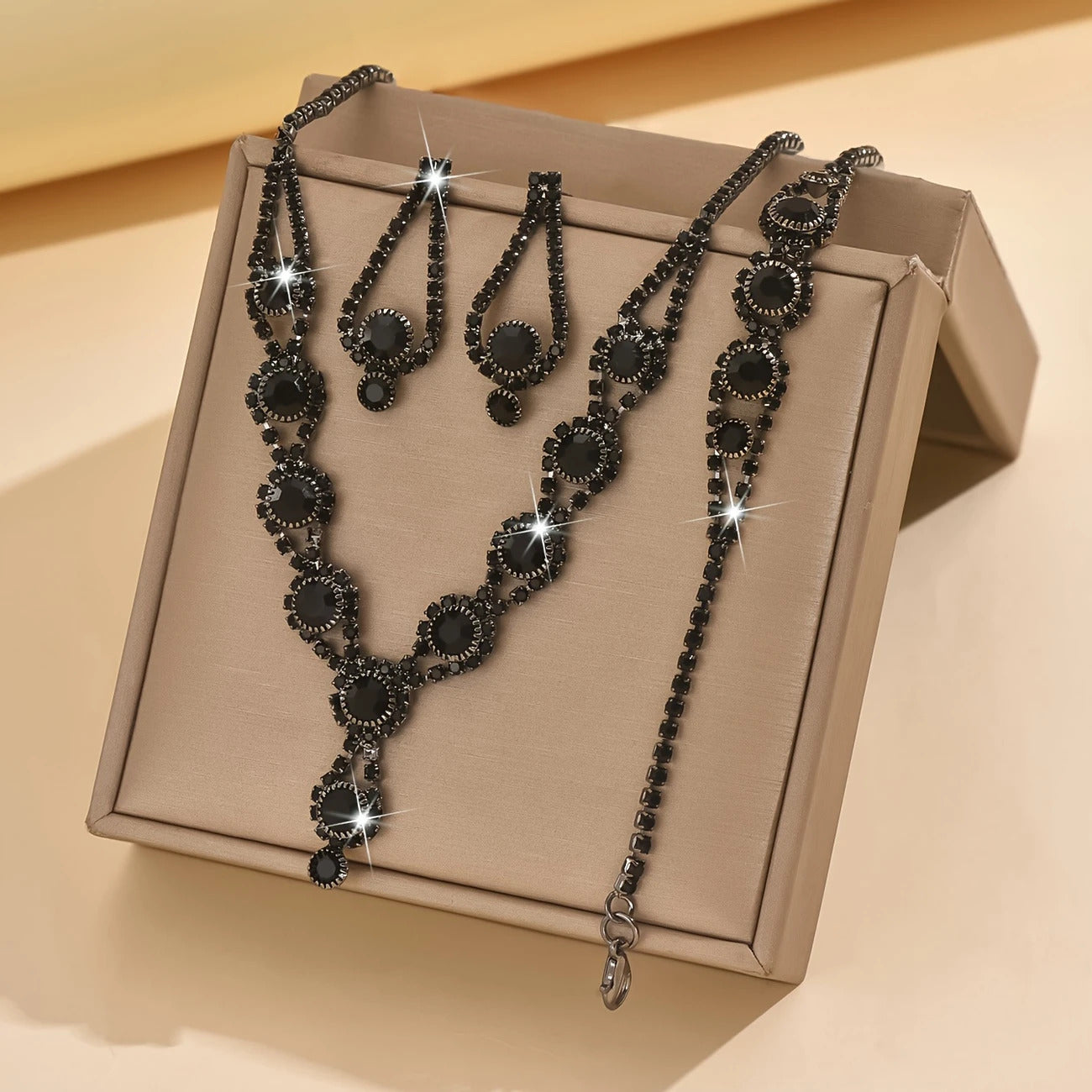 Black Rhinestone Luxury Set