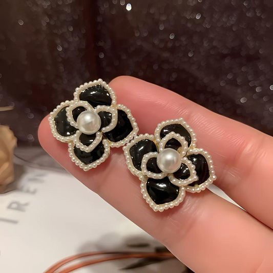 Black Flower Earrings