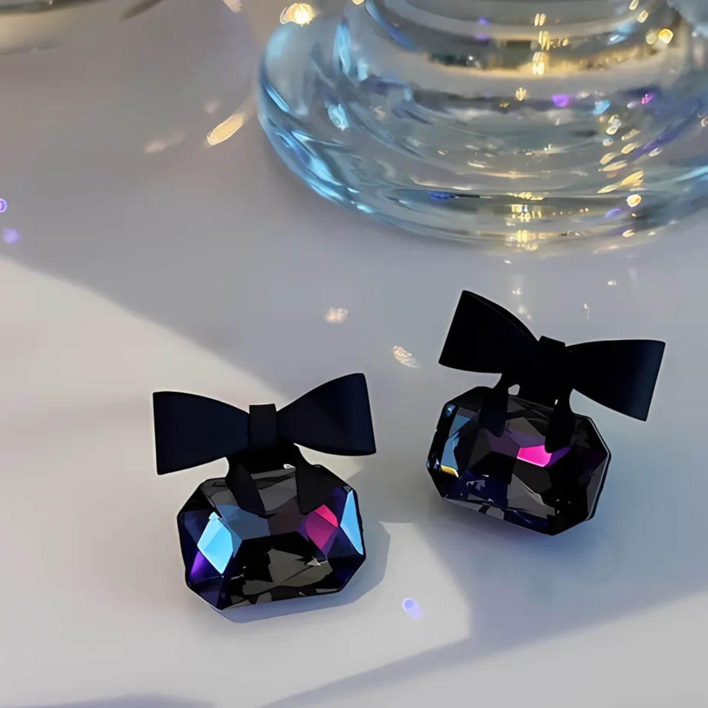 Black Bow Stud Earrings