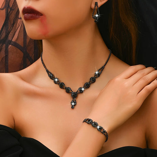 Black Rhinestone Luxury Set