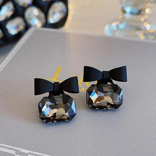 Black Bow Stud Earrings