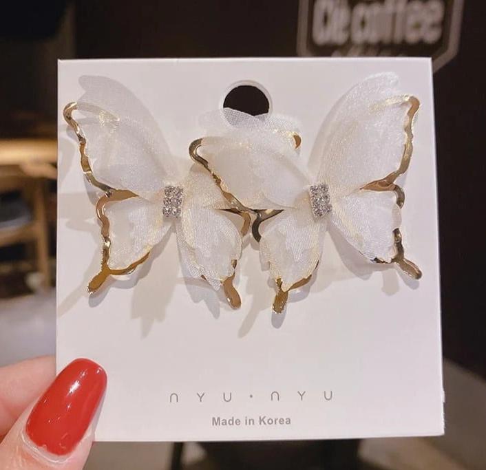 White Butterfly Earrings