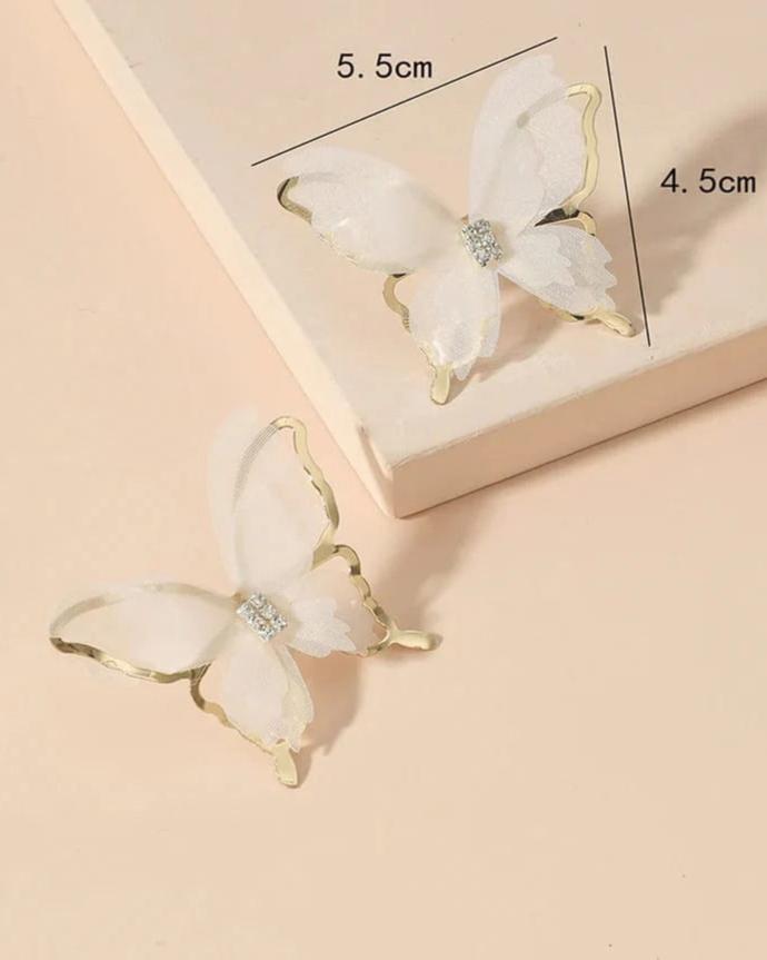 White Butterfly Earrings