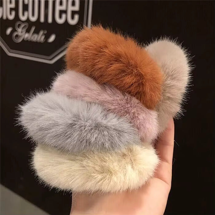 Pack of 6 Faux Fur Hair Scrunchies